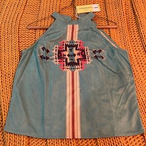 Suede Aztec tank top